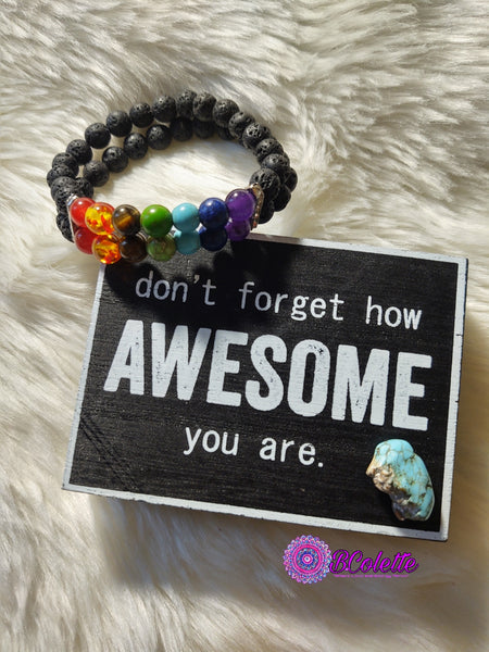 Double Strand Lava Stone Chakra Bracelet